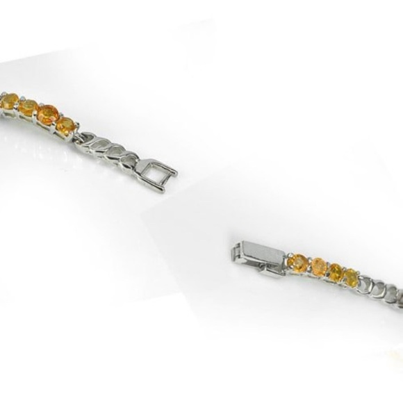 Natural Yellow Sapphire 925 Sterling Silver Bracelet 10.88 G. Length 7 Inch. - Picture 3 of 3